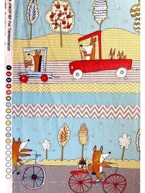 Fabric -LOT QTY 2 Fox Playground WESTMINSTER WASHED Cotton 50x15" W and 27x43" W